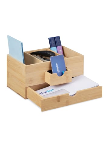 relaxdays Schreibtisch-Organizer in Natur - (B)24 x (H)12 x (T)14,5 cm