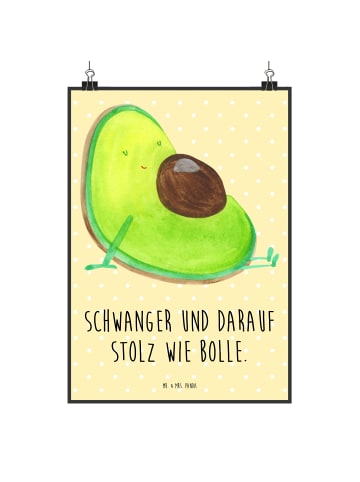 Mr. & Mrs. Panda Bild Avocado Schwangerschaft mit Spruch in Gelb Pastell