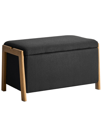 Beliani Bettbank EDLAND in Schwarz/Braun - (W) 75 x (H) 44 x (L) 43 cm