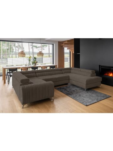 MF Design Luisa Recamiere Rechts in Hellbraun -  (L) 202 x (B) 347 x (H) 92 cm