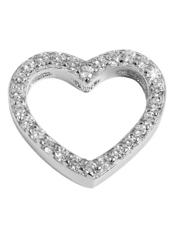 Adeliás Damen Anhänger – Herz Herzanhänger aus 925 Silber mit Zirkonia in silber