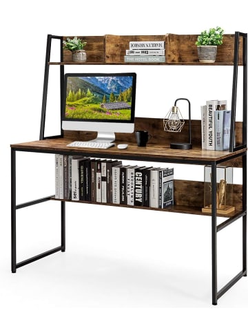 COSTWAY Schreibtisch mit Ablage 120 x 57 cm in Braun