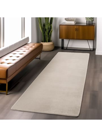 Kurzflor Teppich Joy 1400 Läufer in Creme