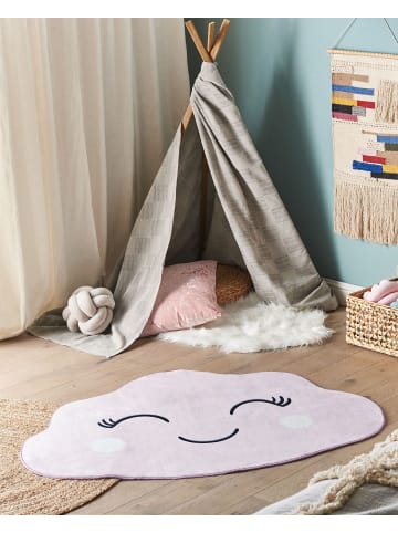 Beliani Kinderteppich CUMULUS in Rosa/Weiß/Schwarz - (W) 90 x (H) 1 x (L) 120 cm