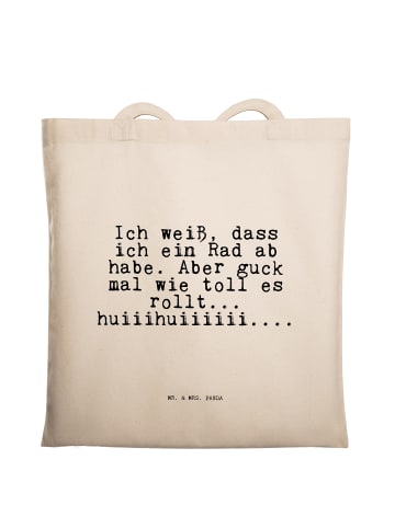 Mr. & Mrs. Panda Schultertasche Ich weiß, dass ich... mit Spruch in Creme