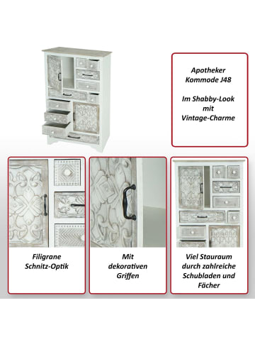 MCW Apotheker Kommode J48 Shabby-Look Vintage, Weiß-braun