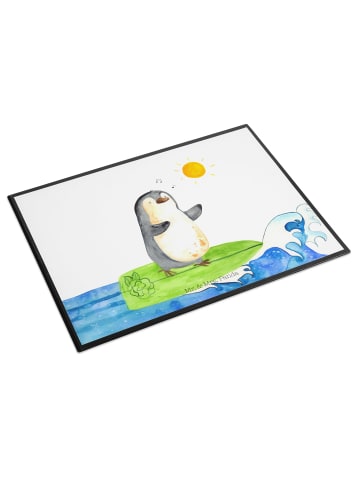 Mr. & Mrs. Panda Schreibtischunterlage Pinguin Surfer ohne Spruch in Weiß