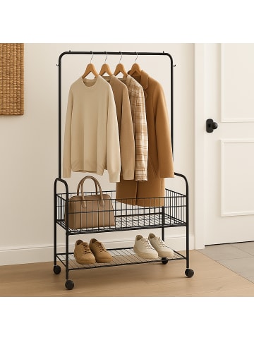 relaxdays Kleiderständer in Schwarz - (B)90 x (H)165 x (T)30 cm