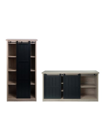 MCW Wohnzimmerset K75 aus Schrank und Sideboard, Naturfarben