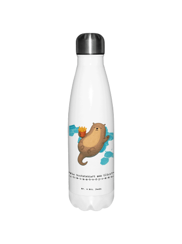 Mr. & Mrs. Panda Trinkflasche Otter Schwimmbad Pommes mit Spruch in Weiß