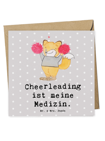 Mr. & Mrs. Panda Deluxe Karte Fuchs Cheerleader mit Spruch in Grau Pastell