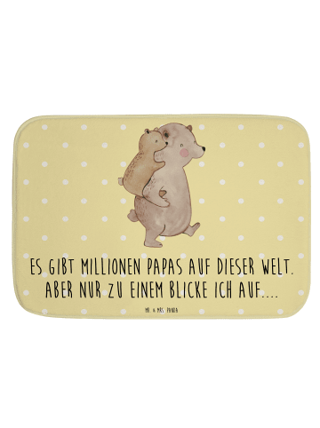 Mr. & Mrs. Panda Badematte Papa Bär mit Spruch in Gelb Pastell