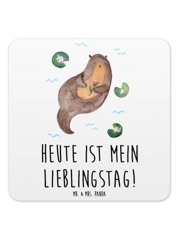 Mr. & Mrs. Panda Untersetzer für Gläser Otter Seerose mit Spruch in Weiß