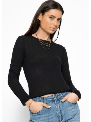 SASSYCLASSY Leicht transparentes Langarmshirt in Schwarz