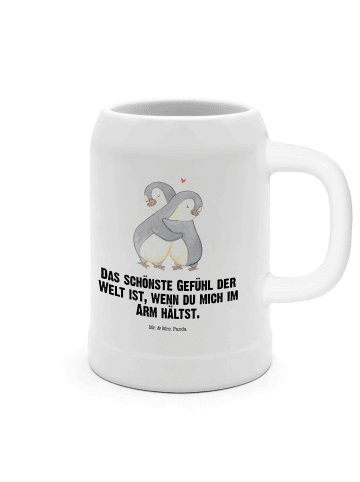 Mr. & Mrs. Panda Bierkrug Pinguine Kuscheln mit Spruch in Weiß