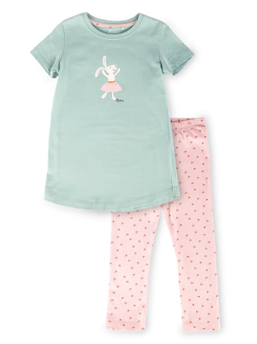 Sigikid Pyjama, kurzarm Kinder Schlafanzug in türkis/rosa