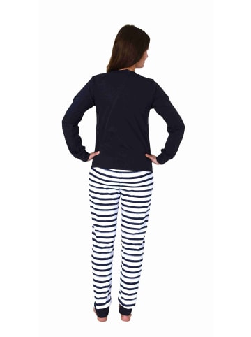 NORMANN Pflegeoverall langarm Schlafanzug Reissverschluss - 77814 in navy