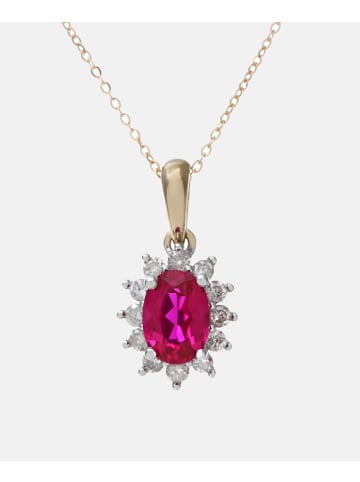 Diamant L'éternel Halskette mit Anhänger aus 375 Gelbgold mit 0.25 Karat Diamant mit Rubin