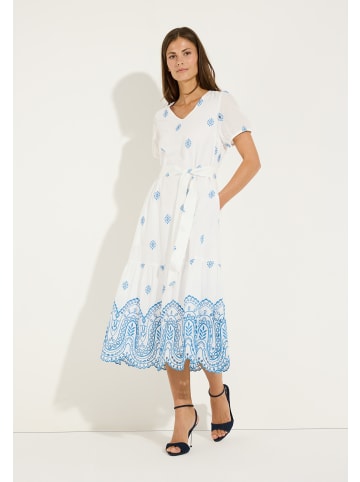 More & More besticktes Kleid mit Spitzensaum in white/blue
