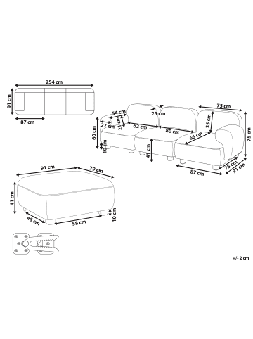 Beliani 4-tlg Modulsofa AMLI in Grün/Braun