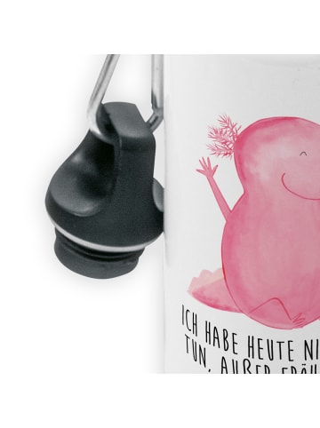 Mr. & Mrs. Panda Kindertrinkflasche Axolotl Hurra mit Spruch in Weiß