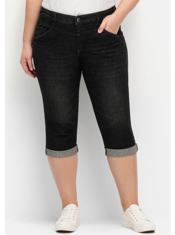 sheego 3/4-Jeans in black denim