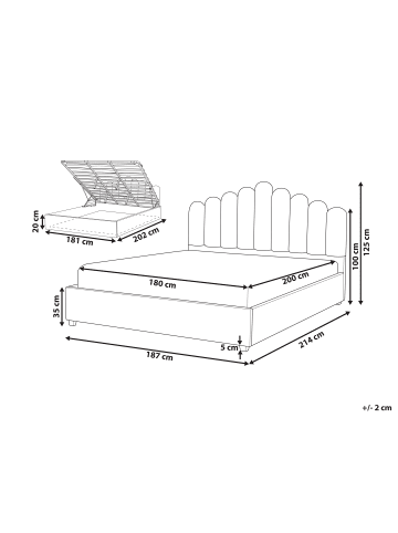 Beliani Doppelbett VINCENNES in Rosa/Schwarz - (W) 187 x (H) 125 x (L) 214 cm