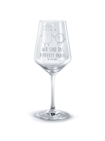 Mr. & Mrs. Panda glas für rotwein Milch Keks mit Spruch in Transparent