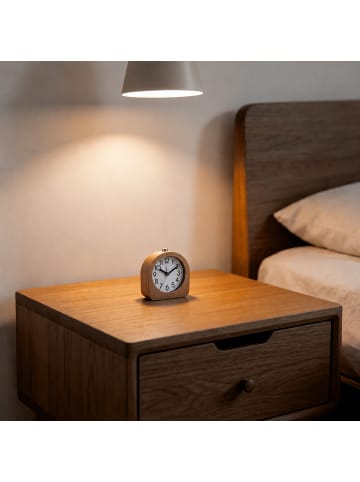 relaxdays Wecker analog in Hellbraun - (B)10 x (H)10 x (T)4,5 cm
