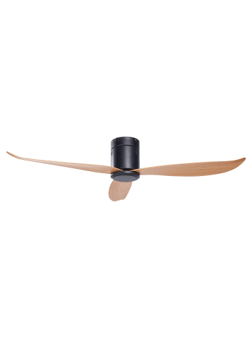 Beliani Deckenventilator ohne Beleuchtung MALAD in Schwarz/Heller Holzfarbton