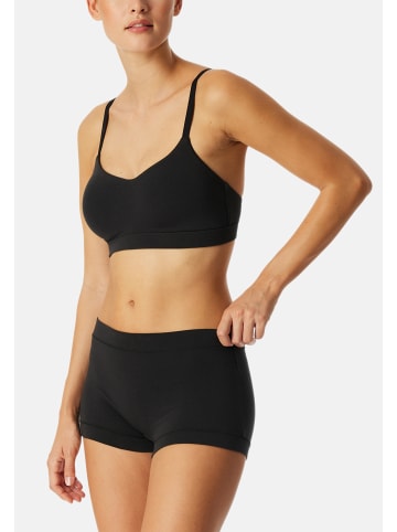 Schiesser Short Slip Unique Cotton in Schwarz / off-white