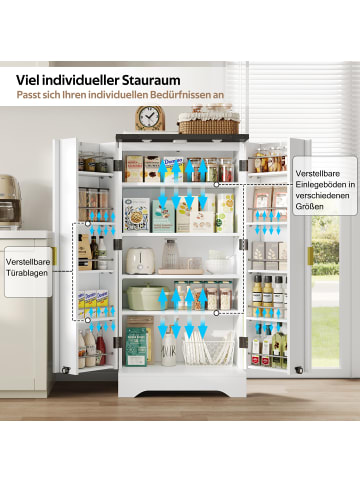 ABRIHOME Doppeltür Küchenschrank mit LED und Gewürzregal in Weiß, 120*60.5*40cm