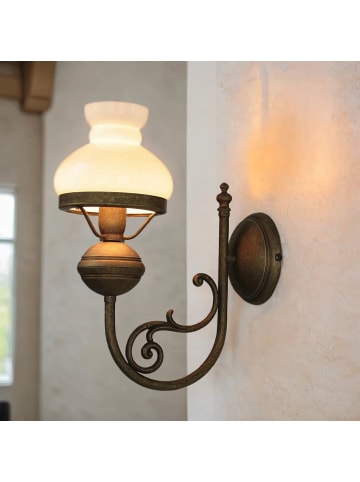 Licht-Erlebnisse Wandlampe (B)12.5 x (H)26 cm in Bronze Antik matt Weiß