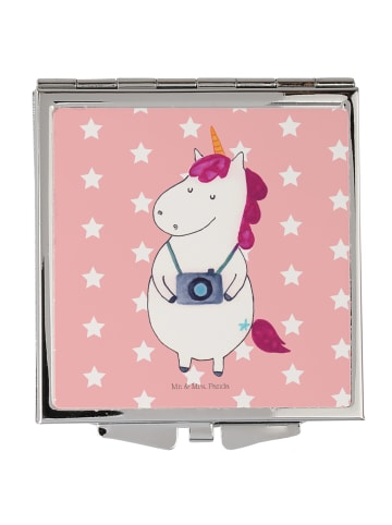 Mr. & Mrs. Panda Handspiegel Einhorn Fotograf ohne Spruch in Rot Pastell