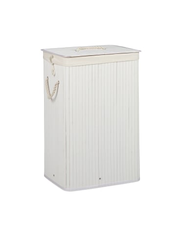 relaxdays 2 x Wäschekorb in Weiß - (B)43,5 x (H)65,5 x (T)33,5 cm