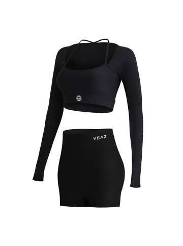 YEAZ CLUB LEVEL SET Long Top + Shorts in schwarz