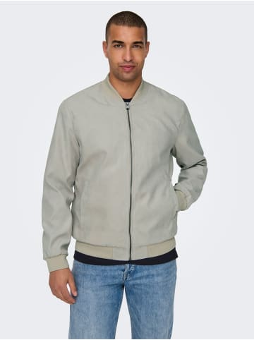 Only&Sons Samtige Blouson Jacke Velours Design Bomberjacke in Grau