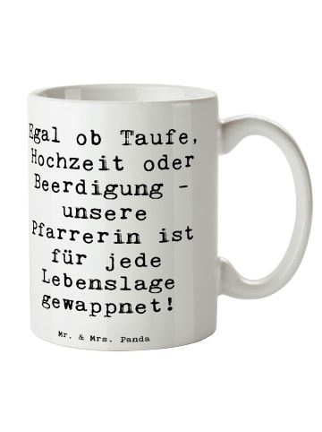 Mr. & Mrs. Panda Tasse Spruch Pfarrerin Immer Da mit Spruch in Weiß
