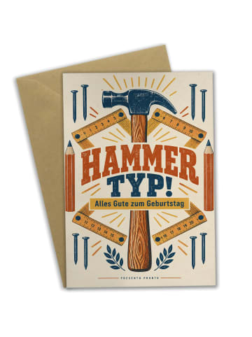 Geburtstagskarte Hammer handwerklich Design mit... in Weiß