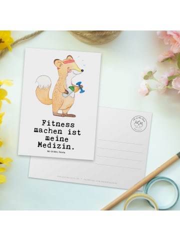 Mr. & Mrs. Panda bildkarte Fuchs Fitness mit Spruch in Weiß