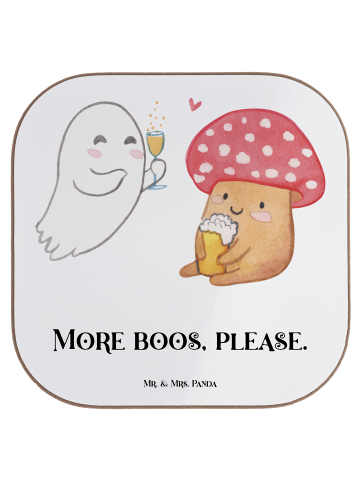 Mr. & Mrs. Panda Glasuntersetzer Gespenst  Prost  mit Spruch in Weiß