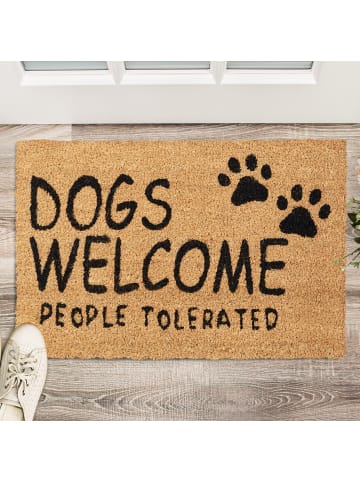relaxdays Fußmatte "Dogs Welcome" in Natur - (B)60 x (T)40 cm