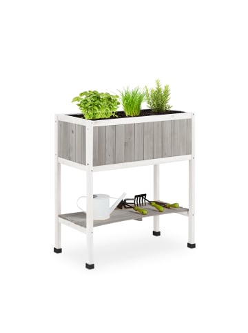 relaxdays Hochbeet in Grau-Weiß - (B)74 x (H)80,5 x (T)38 cm