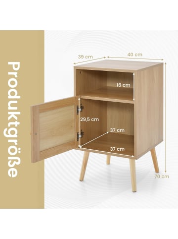 COSTWAY Nachttisch Rattan 2er Set 40x39x70cm in Beige