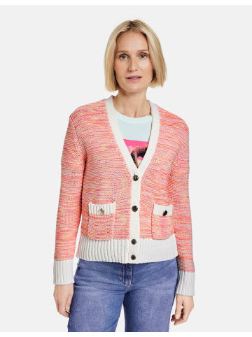 Gerry Weber Jacke Strick in Lila/Pink/Ecru/Weiss Gemustert