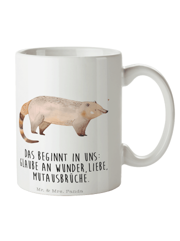 Mr. & Mrs. Panda Tasse Nasenbaer mit Spruch in Weiß