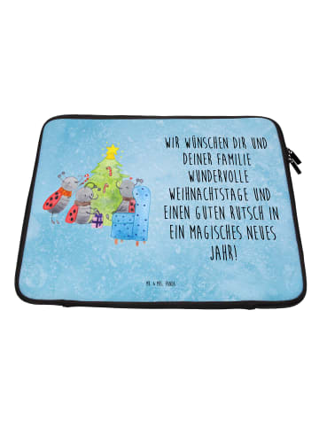 Mr. & Mrs. Panda Laptop Hülle Weihnachten Smörle mit Spruch in Eisblau