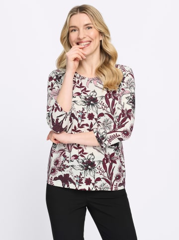 Sieh an! Rundhals-Shirt in ecru-burgund-bedruckt