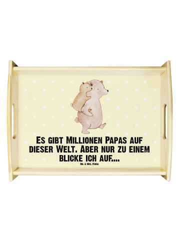 Mr. & Mrs. Panda Serviertablett Papa Bär mit Spruch in Gelb Pastell