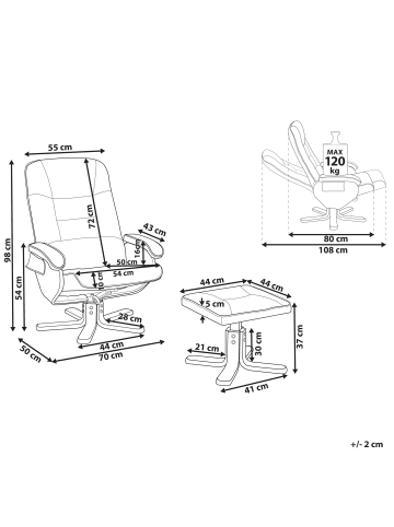 Beliani 2-tlg Fernsehsessel RELAXPRO in Schwarz/Braun